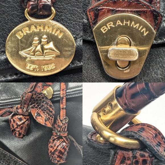 BRAHMIN Julia Rose Black Leather Lady Tuscan Shoulder BAg - Picture 8 of 13